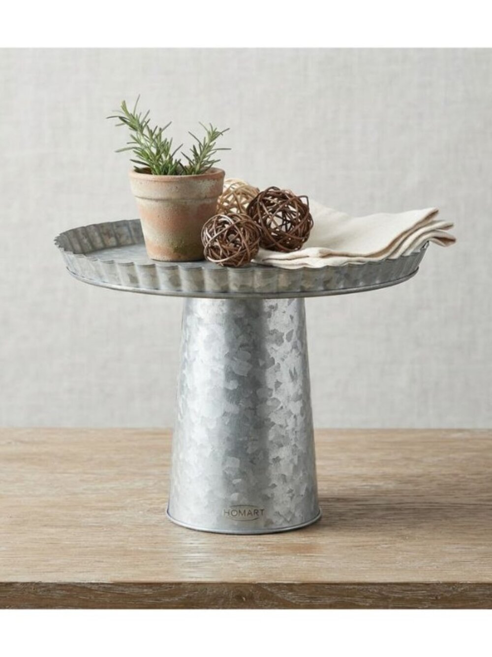 HOMART GALVANIZED Metal Stand Riser Tier Tray Country TALL 16" X 12" BASE 6"